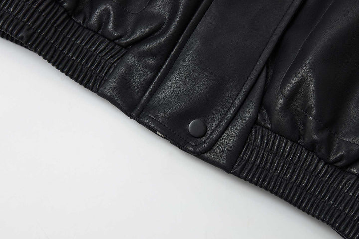 An image of a   34929 Vegan Leather Zip-Up Jacket by  Mirra Masa