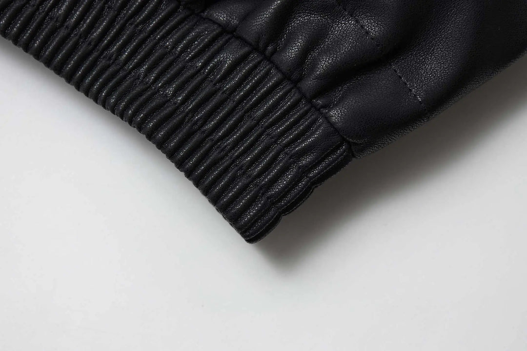 An image of a   34929 Vegan Leather Zip-Up Jacket by  Mirra Masa