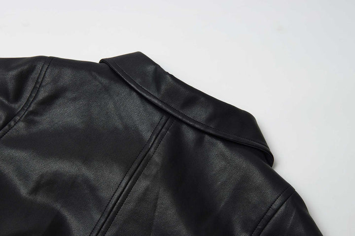 An image of a   34929 Vegan Leather Zip-Up Jacket by  Mirra Masa
