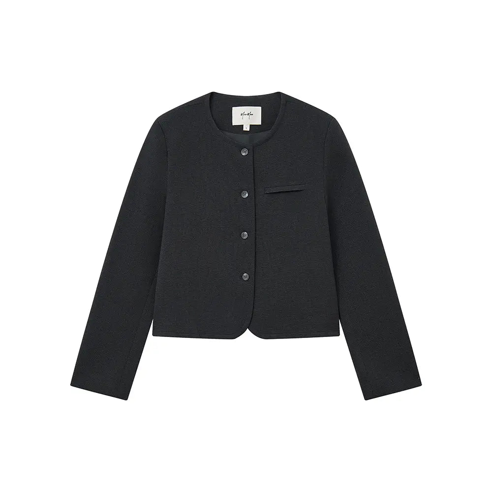 An image of a   34951 Minimalist Cropped Knit Blazer by  Mirra Masa