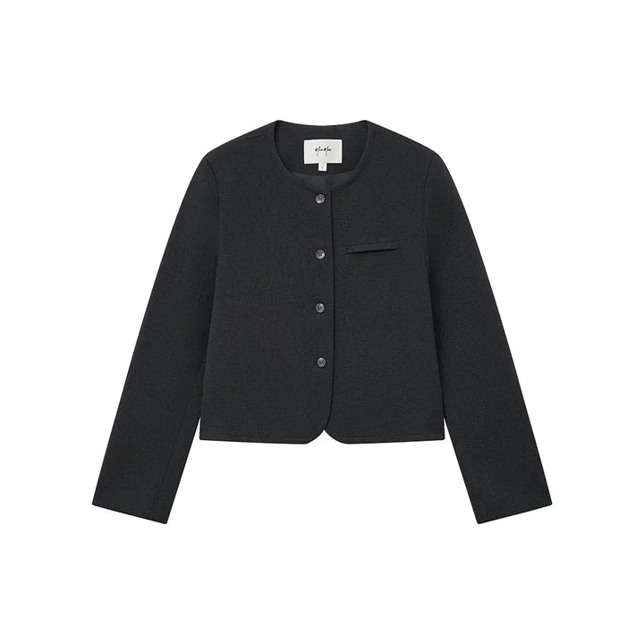 An image of a   34951 Minimalist Cropped Knit Blazer by  Mirra Masa