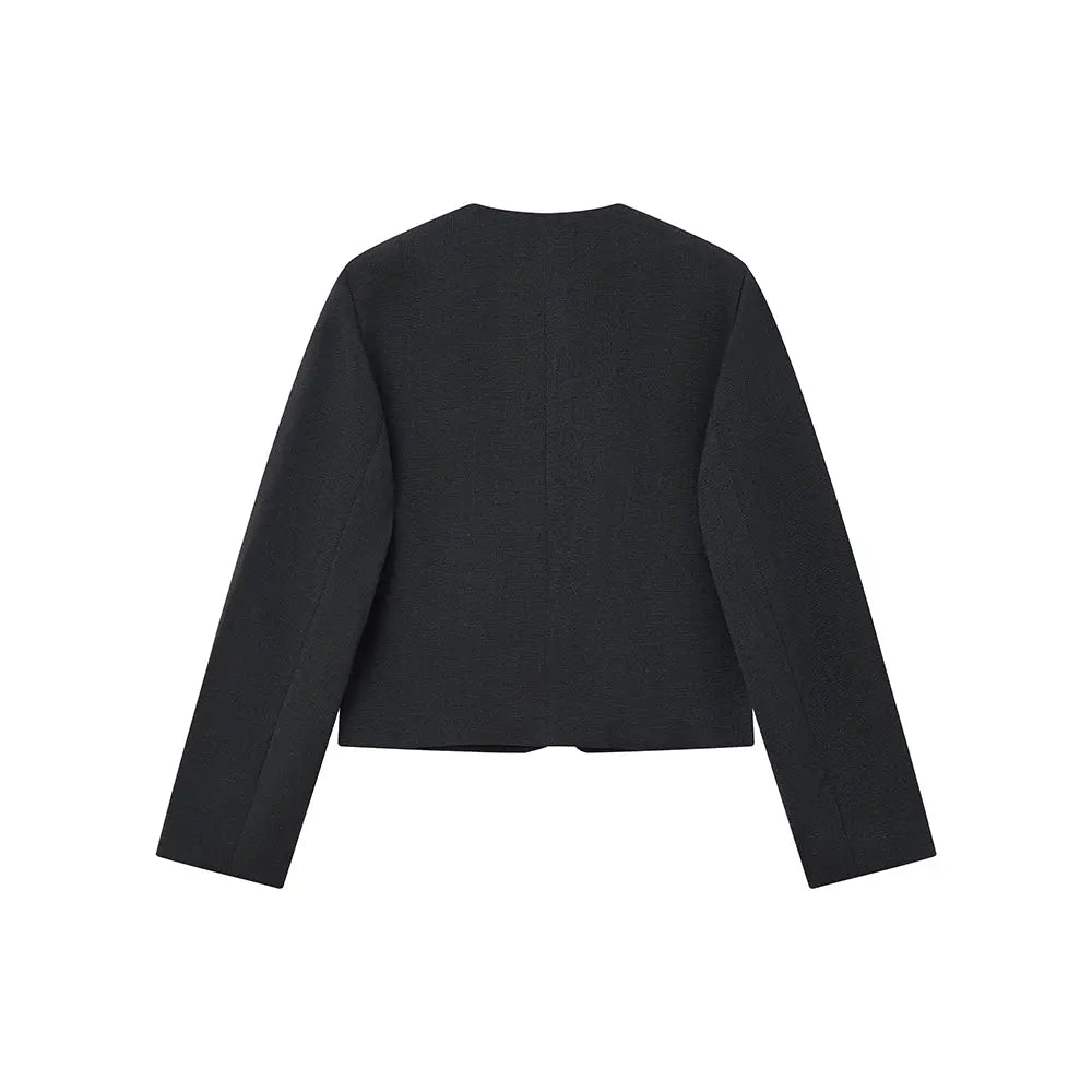 An image of a   34951 Minimalist Cropped Knit Blazer by  Mirra Masa