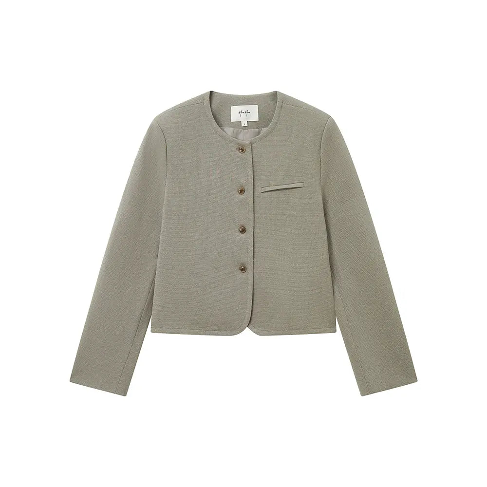 An image of a   34951 Minimalist Cropped Knit Blazer by  Mirra Masa
