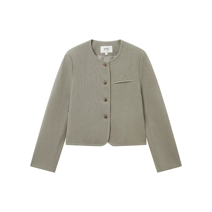 An image of a   34951 Minimalist Cropped Knit Blazer by  Mirra Masa