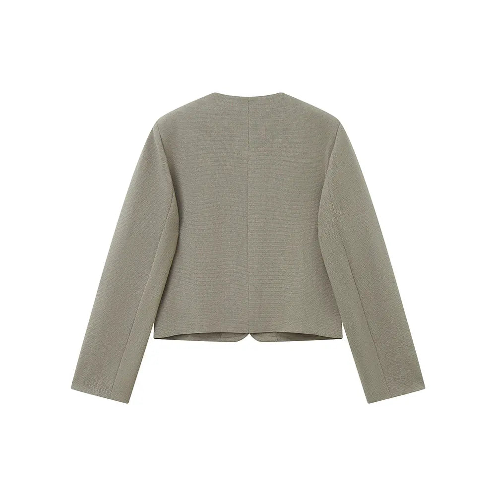 An image of a   34951 Minimalist Cropped Knit Blazer by  Mirra Masa