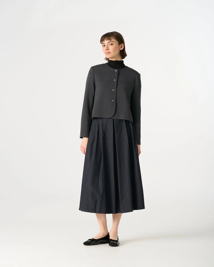 An image of a   34951 Minimalist Cropped Knit Blazer by  Mirra Masa