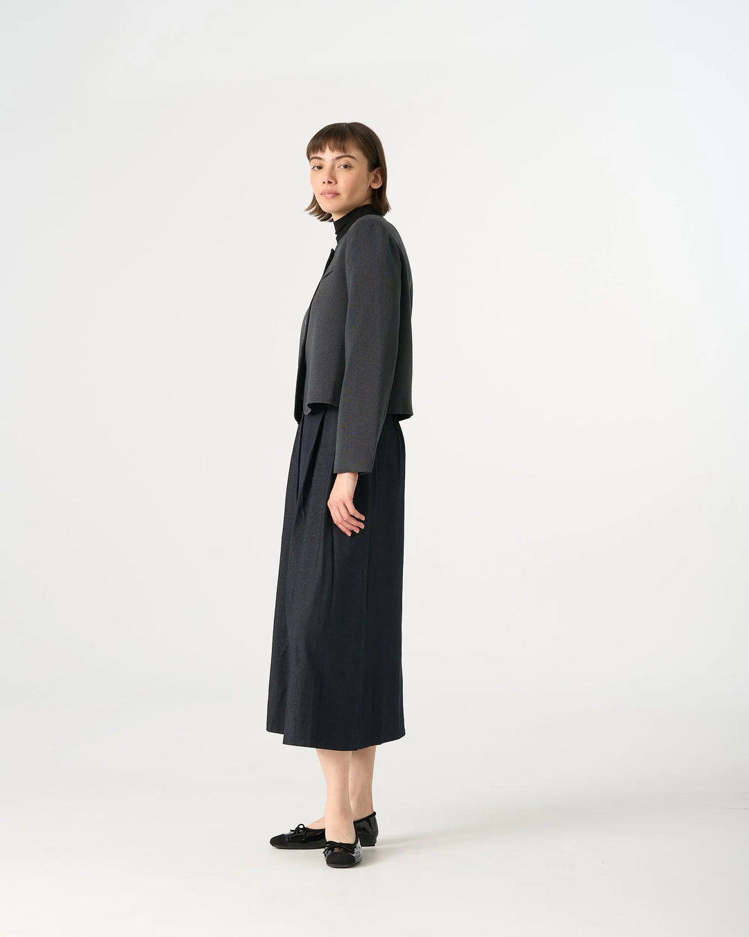 An image of a   34951 Minimalist Cropped Knit Blazer by  Mirra Masa