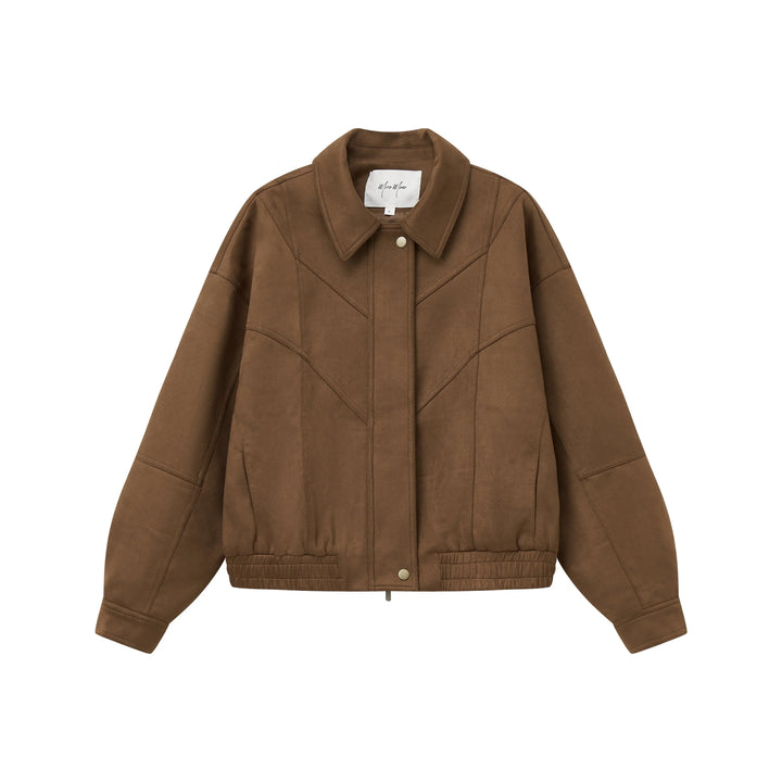An image of a  Earthy Brown 34958 Suede Form Jacket by  Mirra Masa