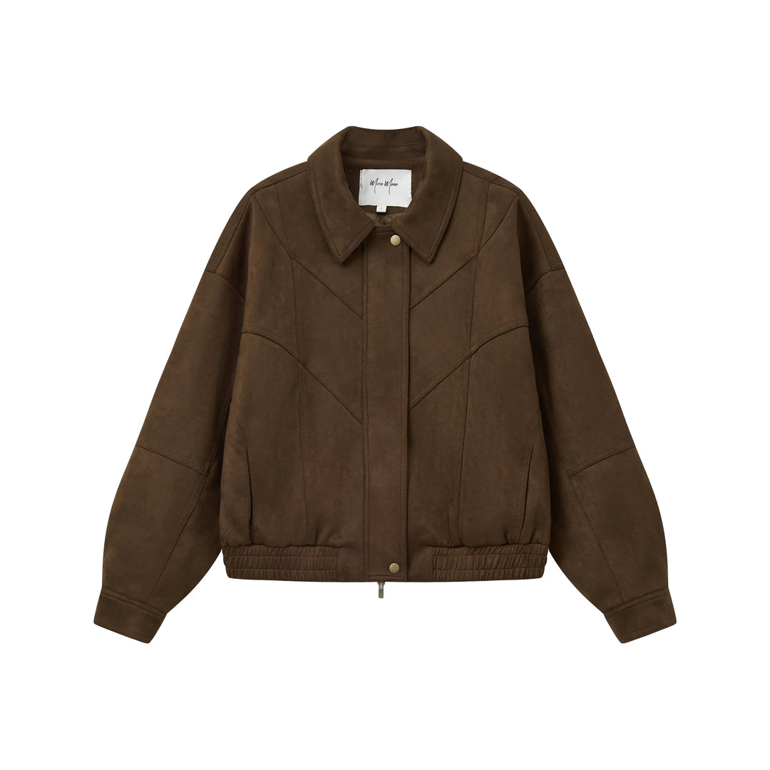 An image of a  Brown 34958 Suede Form Jacket by  Mirra Masa