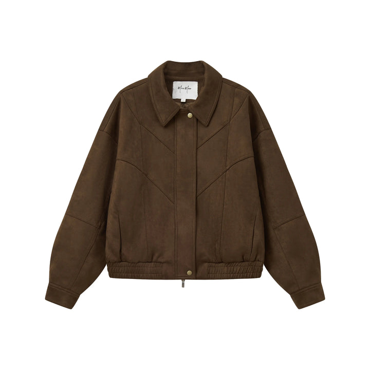 An image of a  Brown 34958 Suede Form Jacket by  Mirra Masa