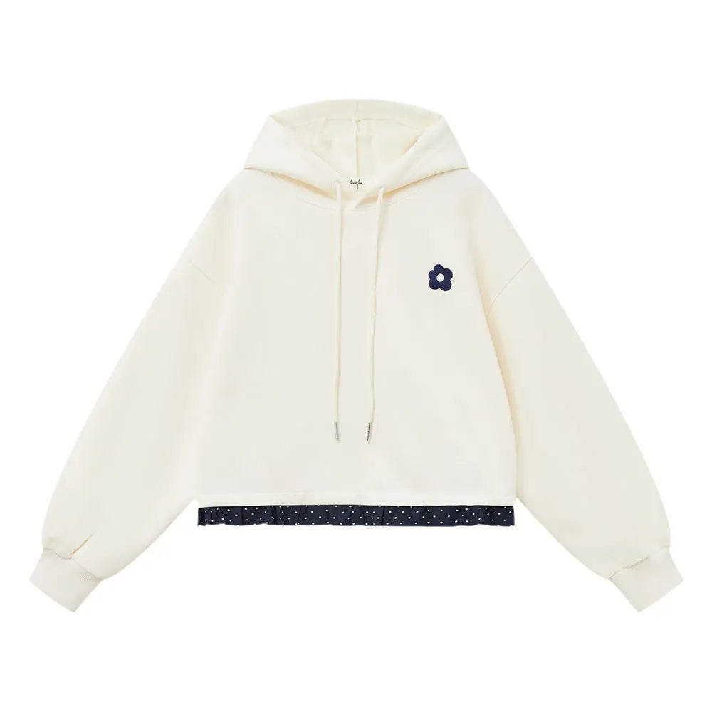 An image of a  White / One-Size 34984 Layered and Laced Hoodie by  Mirra Masa