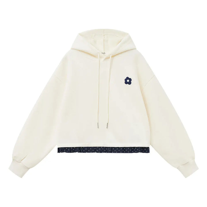 An image of a  White / One-Size 34984 Layered and Laced Hoodie by  Mirra Masa