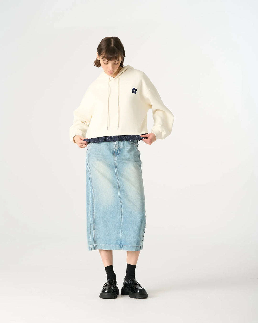 An image of a   34984 Layered and Laced Hoodie by  Mirra Masa