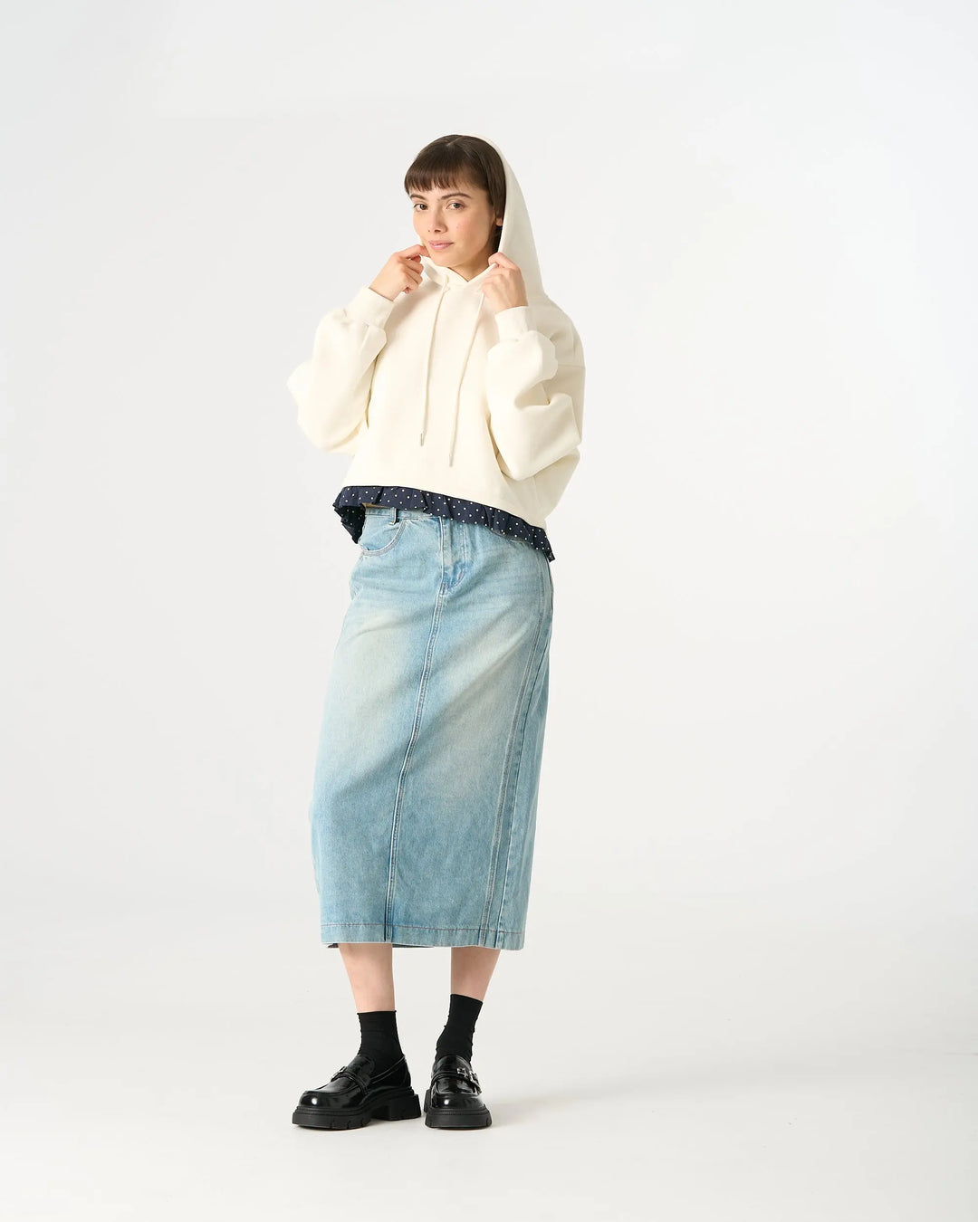 An image of a   34984 Layered and Laced Hoodie by  Mirra Masa