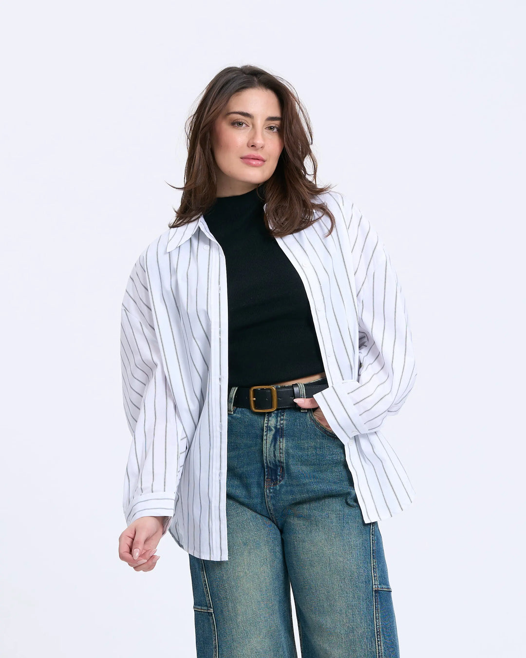 An image of a  White-onesize 3564Q Oversized Sleeve Shirt by  Mirra Masa