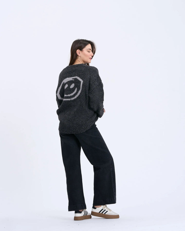 An image of a   3624D Smiley Face Sweater by  Mirra Masa