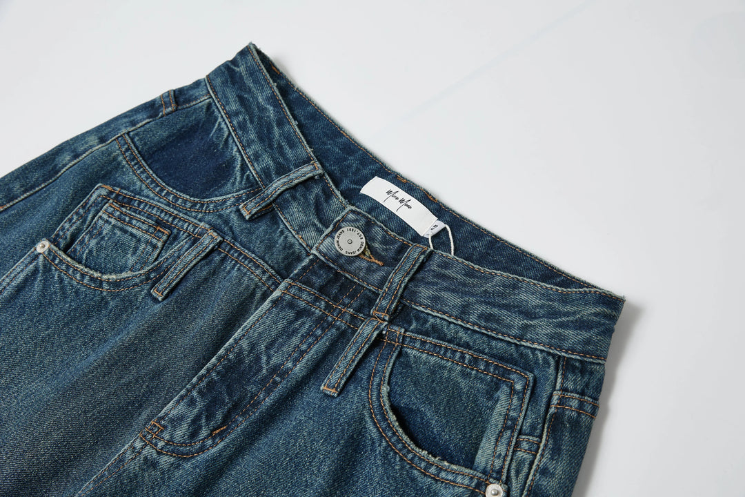 An image of a   4104Q Vintage Wash Flare Denim Jeans by  Mirra Masa