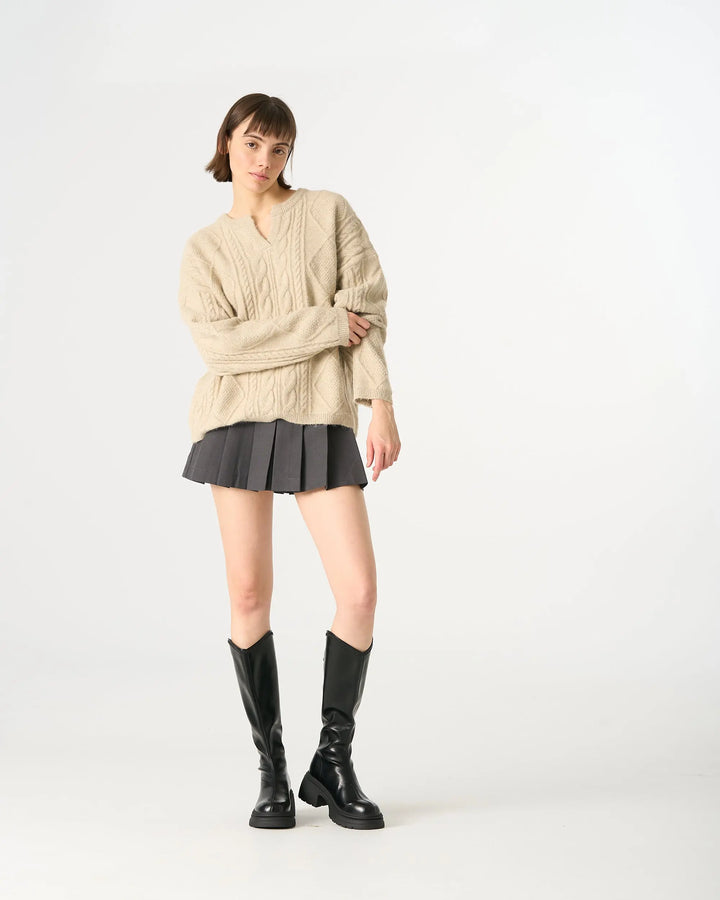 An image of a   41067 Cable Knit Pullover Sweater by  Mirra Masa