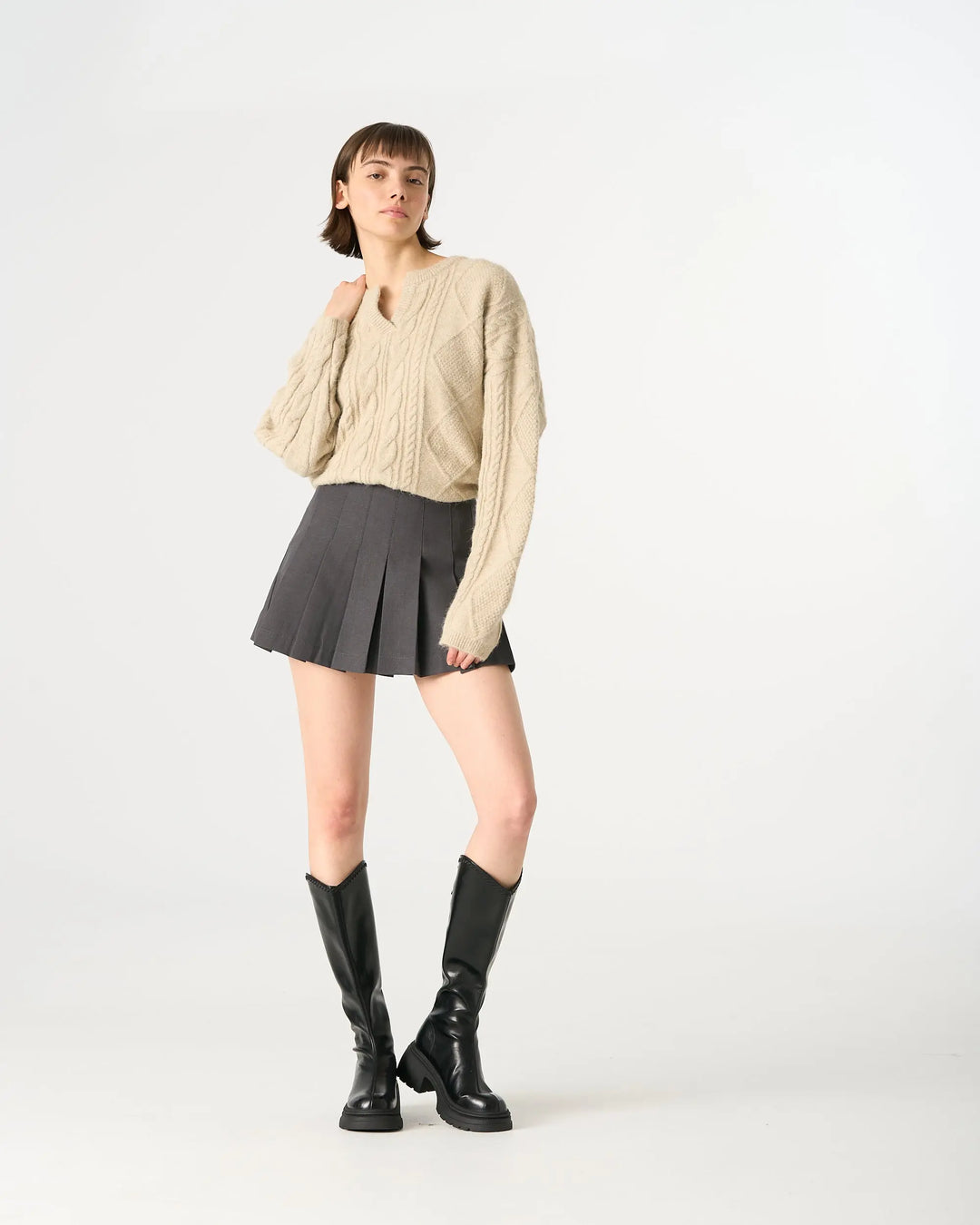 An image of a   41067 Cable Knit Pullover Sweater by  Mirra Masa