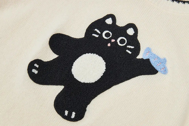 An image of a   41093 Kitten Crewneck Wool Sweater by  Mirra Masa