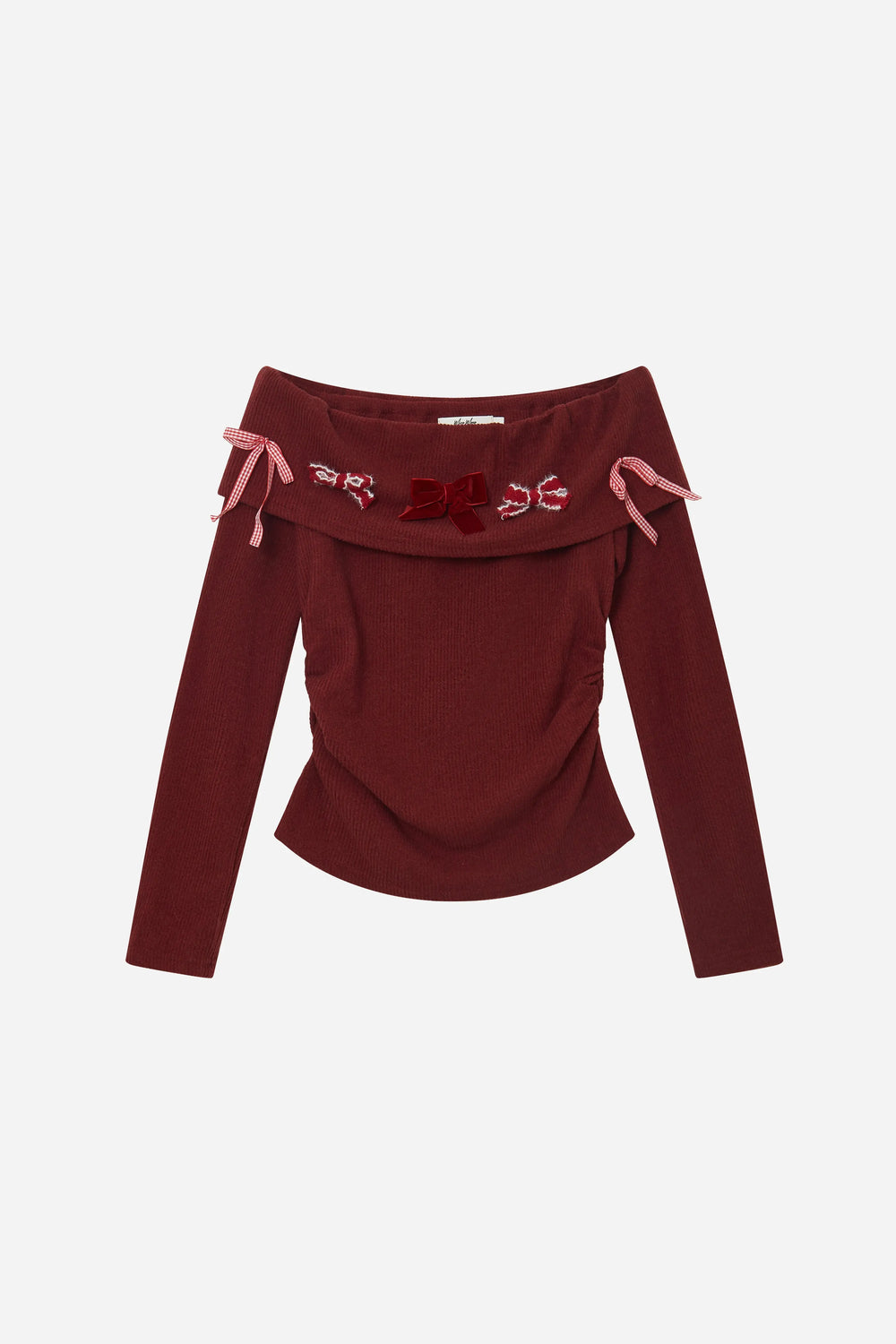 An image of a   41103 Holiday Bow Off Shoulder Top by  Mirra Masa