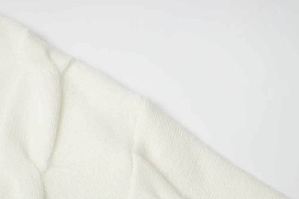 An image of a   41117 Lace Trim V-Neck Cable Sweater by  Mirra Masa