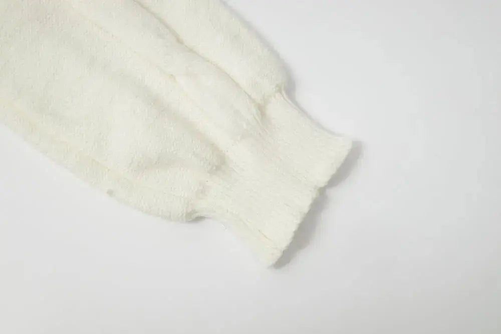 An image of a   41117 Lace Trim V-Neck Cable Sweater by  Mirra Masa