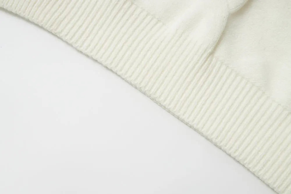 An image of a   41117 Lace Trim V-Neck Cable Sweater by  Mirra Masa