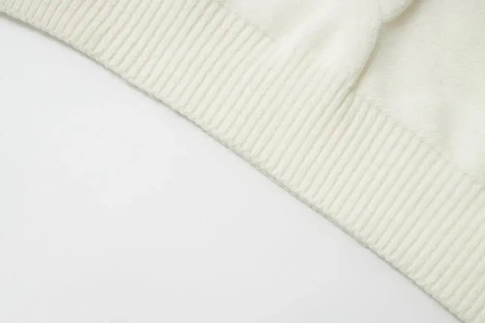 An image of a   41117 Lace Trim V-Neck Cable Sweater by  Mirra Masa