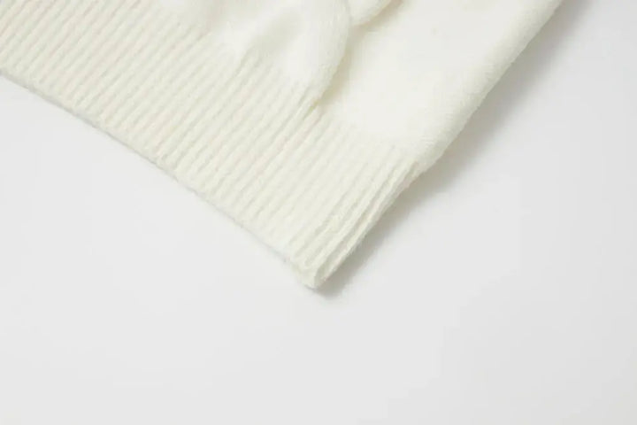 An image of a   41117 Lace Trim V-Neck Cable Sweater by  Mirra Masa