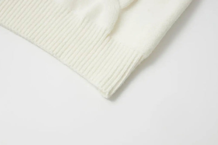 An image of a   41117 Lace Trim V-Neck Cable Sweater by  Mirra Masa