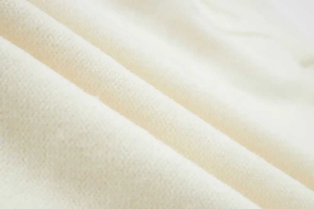 An image of a   41117 Lace Trim V-Neck Cable Sweater by  Mirra Masa