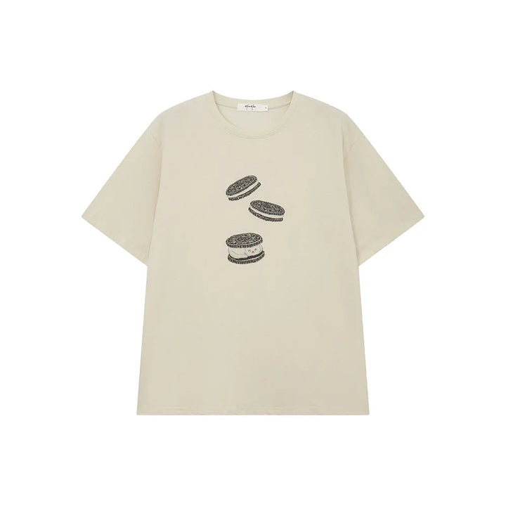 An image of a  Limestone White / One-Size 41125 Short-Sleeve Graphic Shirt by  Mirra Masa