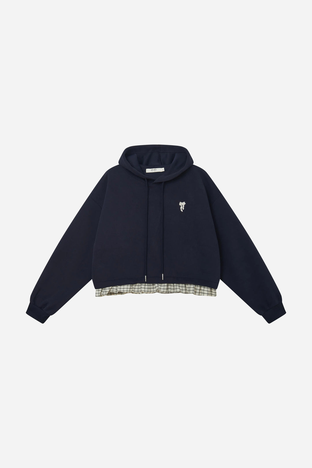 An image of a   41128 Layered Plaid Hem Hoodie by  Mirra Masa