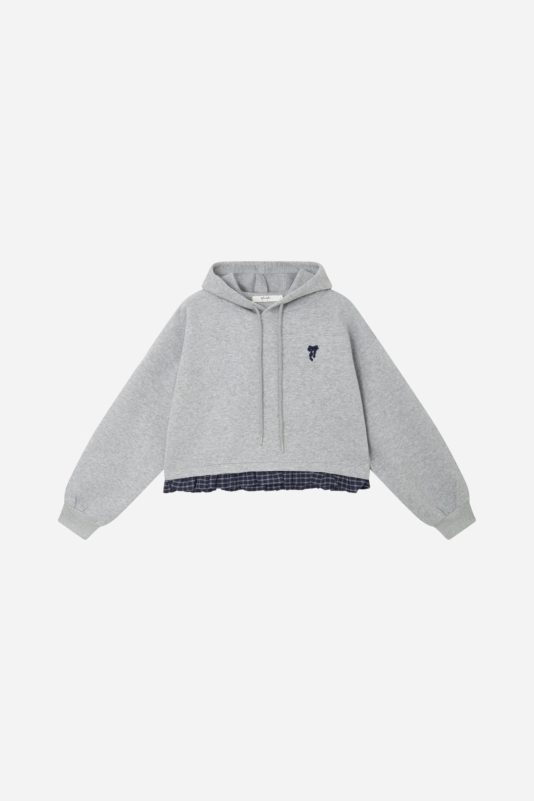 An image of a   41128 Layered Plaid Hem Hoodie by  Mirra Masa