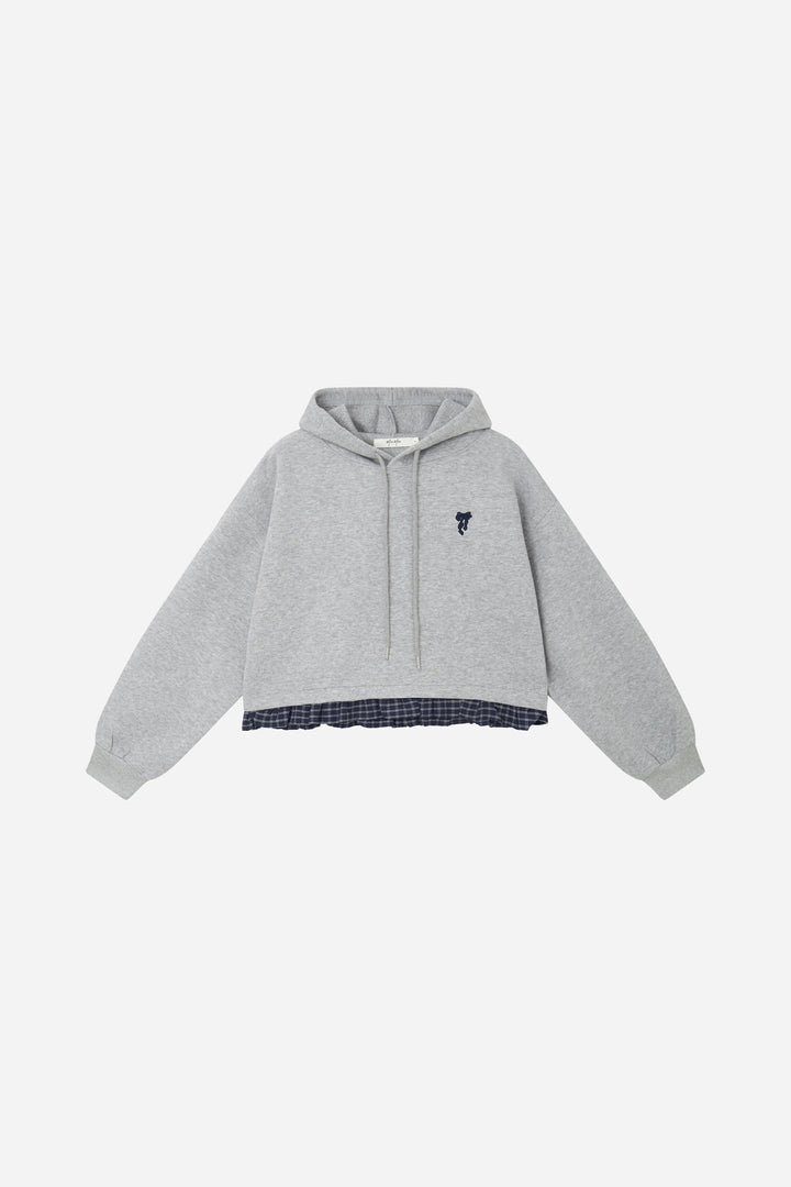 An image of a   41128 Layered Plaid Hem Hoodie by  Mirra Masa