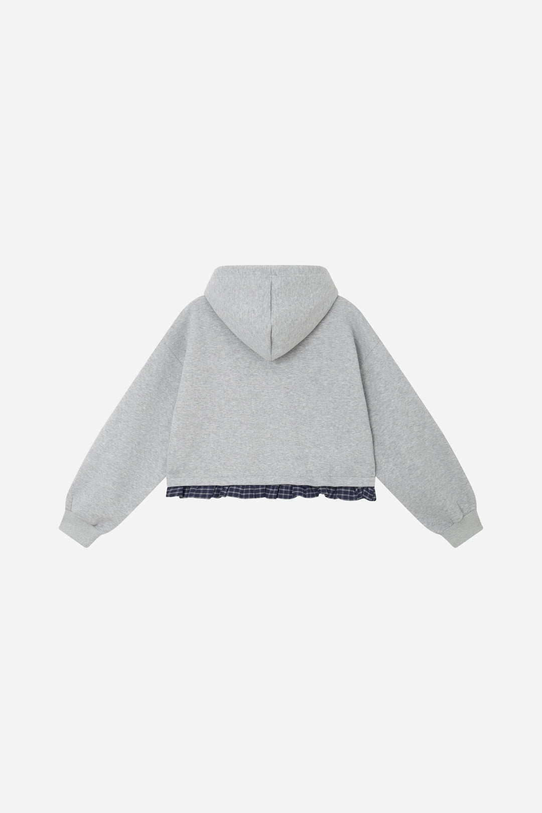 An image of a   41128 Layered Plaid Hem Hoodie by  Mirra Masa