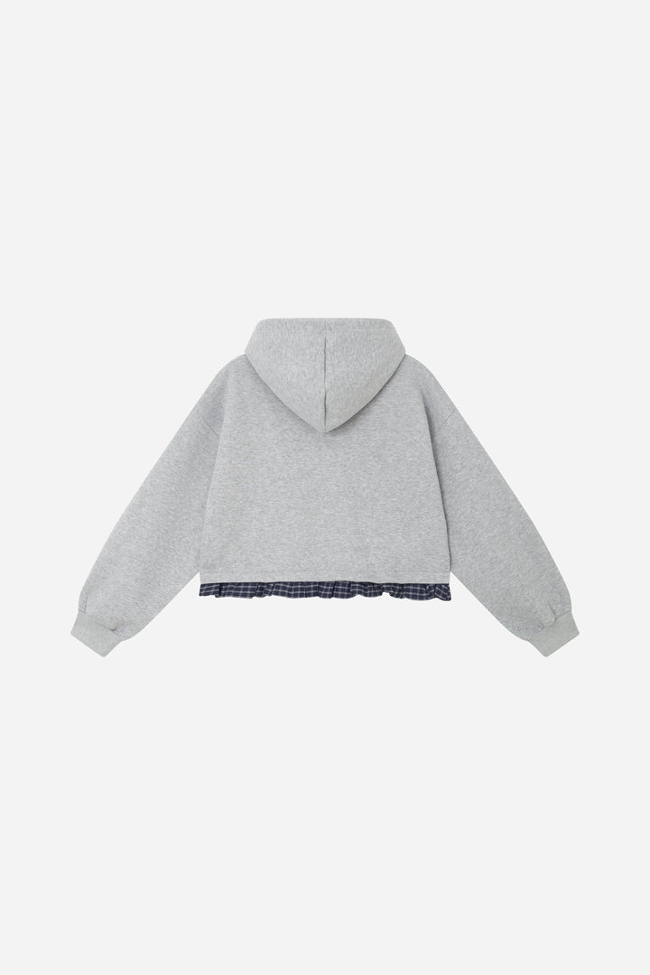 An image of a   41128 Layered Plaid Hem Hoodie by  Mirra Masa