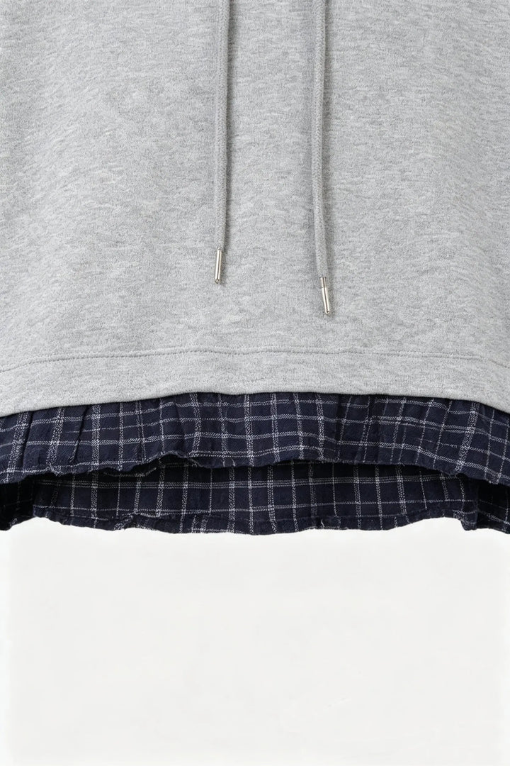 An image of a   41128 Layered Plaid Hem Hoodie by  Mirra Masa