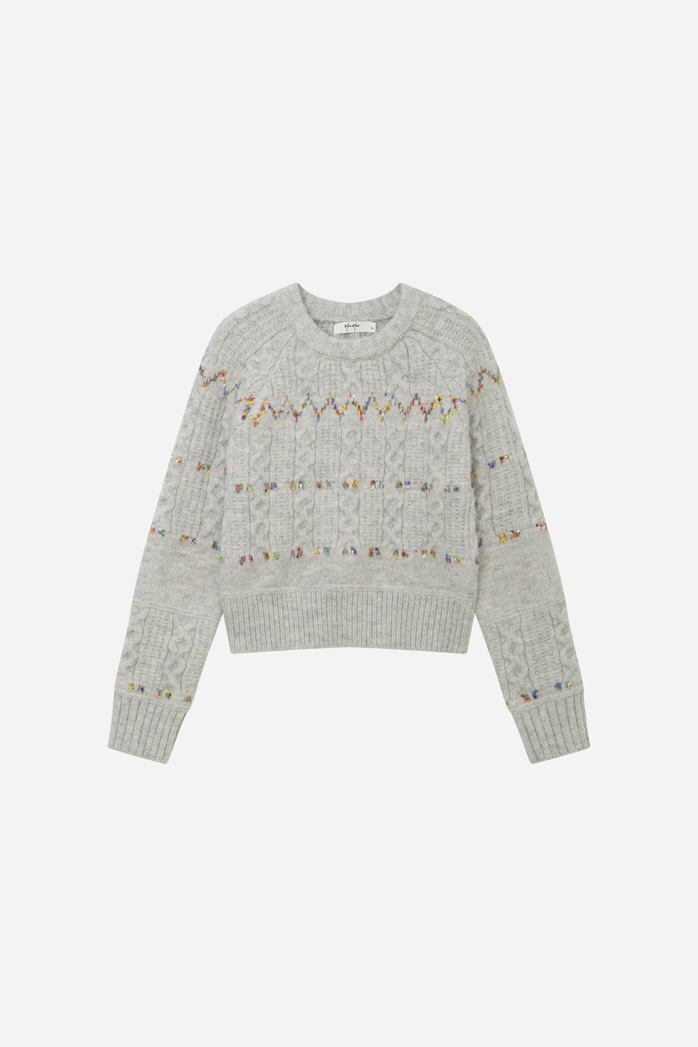 An image of a   41163 Sequined Cable Knit Crewneck Sweater by  Mirra Masa