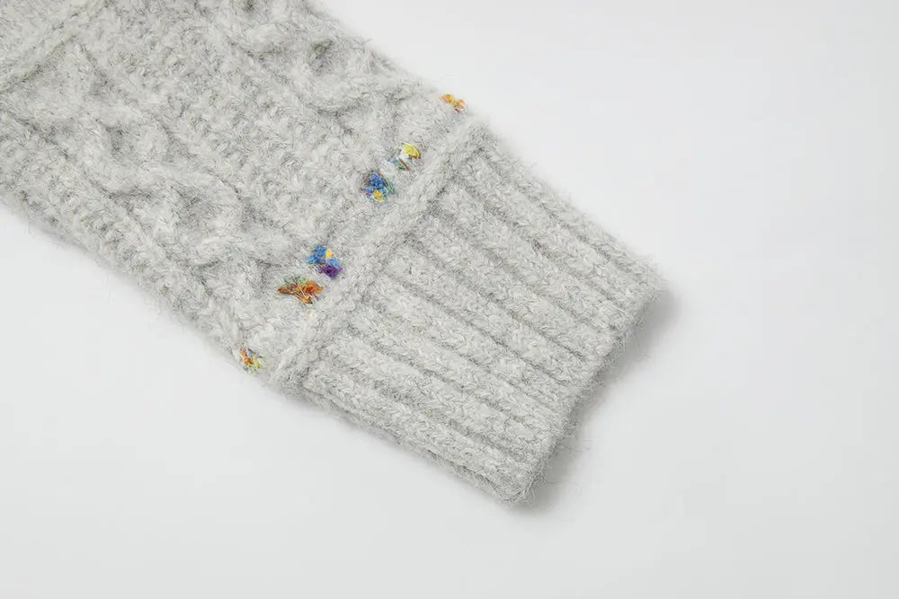 An image of a   41163 Sequined Cable Knit Crewneck Sweater by  Mirra Masa