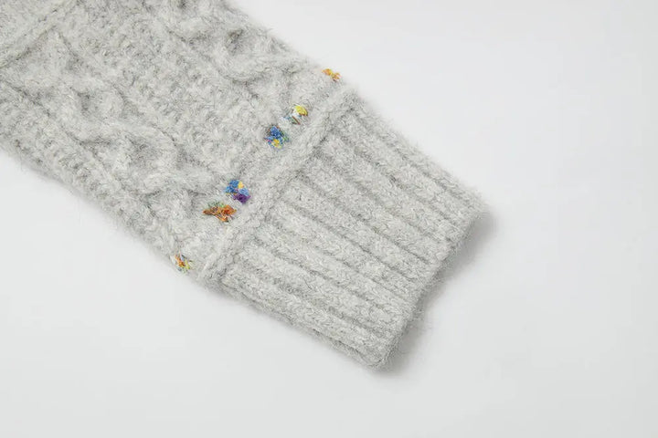 An image of a   41163 Sequined Cable Knit Crewneck Sweater by  Mirra Masa