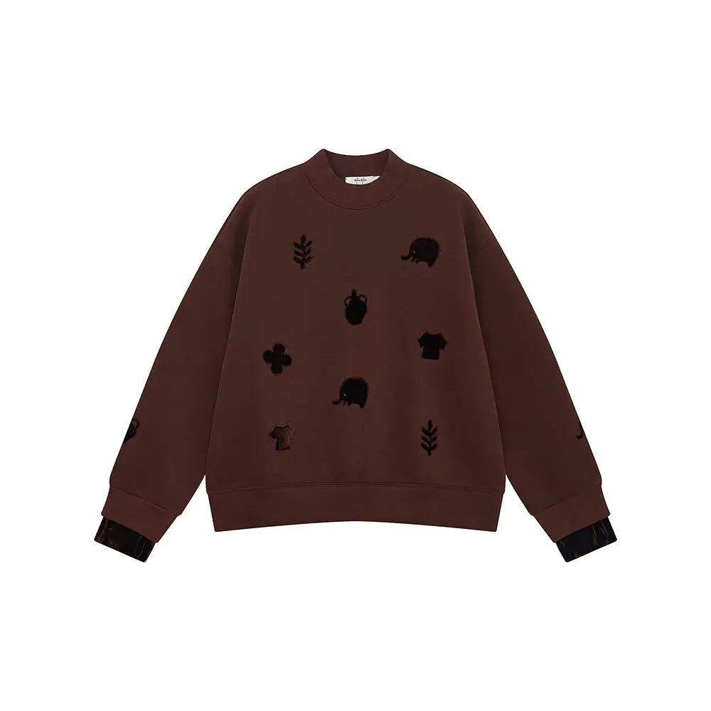 An image of a  Brown / One-Size 41298 Layered and Lined Crewneck Sweatshirt by  Mirra Masa