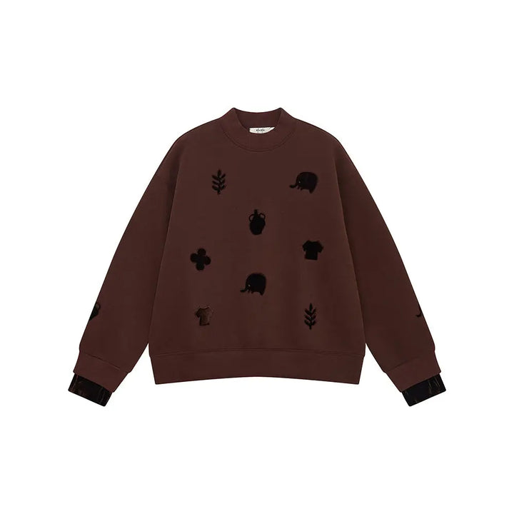 An image of a  Brown / One-Size 41298 Layered and Lined Crewneck Sweatshirt by  Mirra Masa