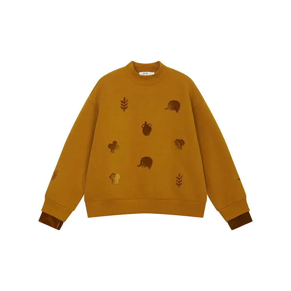 An image of a  Caramel / One-Size 41298 Layered and Lined Crewneck Sweatshirt by  Mirra Masa