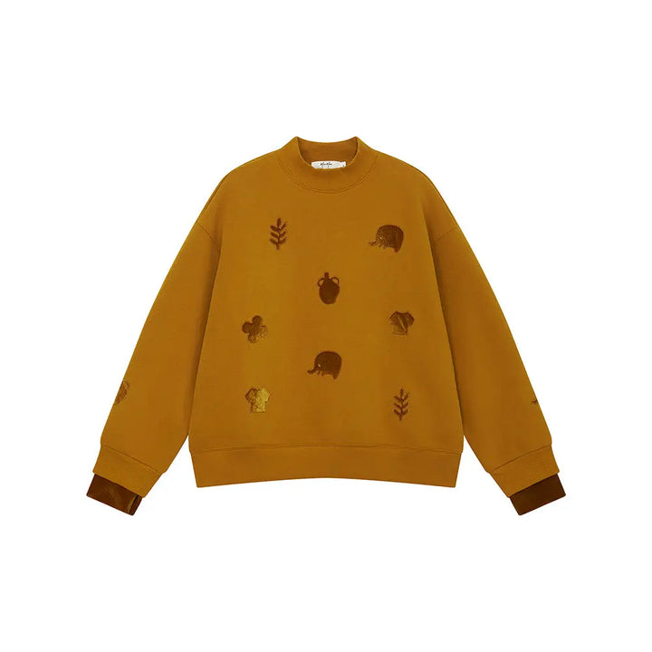 An image of a  Caramel / One-Size 41298 Layered and Lined Crewneck Sweatshirt by  Mirra Masa