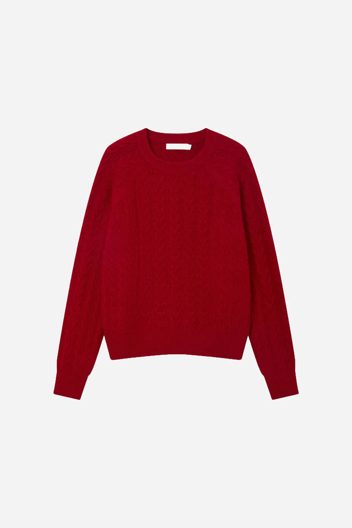 An image of a   41307 Crewneck Cable Knit Sweater by  Mirra Masa