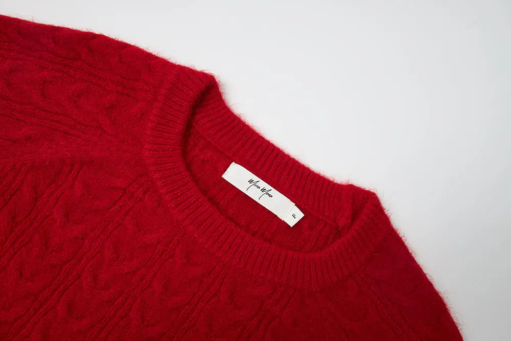 An image of a   41307 Crewneck Cable Knit Sweater by  Mirra Masa