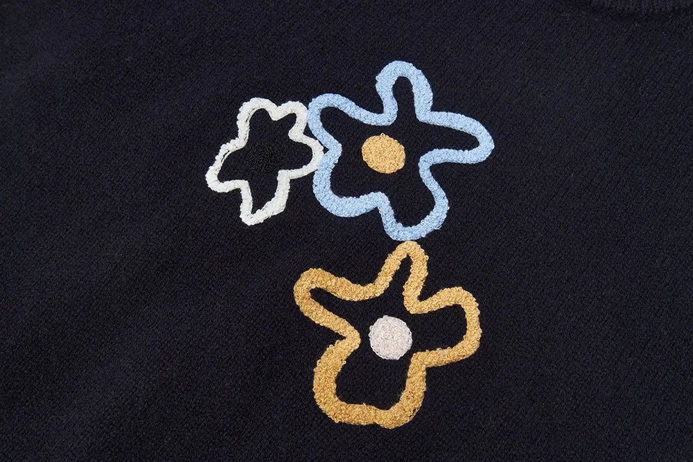 An image of a   41328 Pure Wool Flower Crewneck Sweater by  Mirra Masa