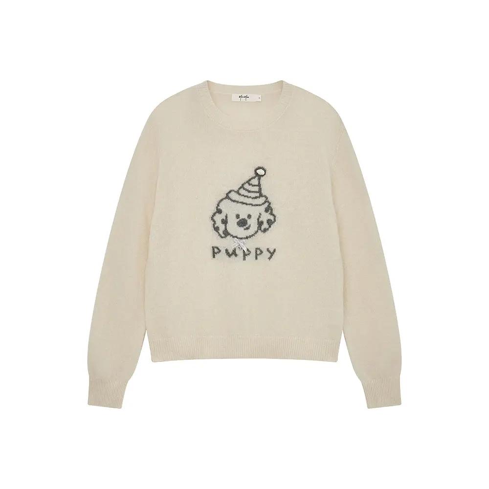 An image of a  Creme / One-Size 41339 Wool Blend Puppy Sweater by  Mirra Masa